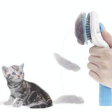 2 PCS Stainless Steel Needle Automatic Cleaning Pet Hair Removal Dog Brush Pet Comb(Blue Fine Needle)
