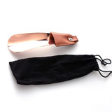 AD201 Portable Short Leather Shoehorn(Rose Gold + Velvet Bag)