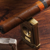 JIFENG 3 In 1 V Cigar Scissors Cigar Holder Cigar Cutter With Cigar Puncher(Bronze Wire Drawing)