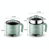 Multi-Function Electric-Cooker Mini Dormitory Student Cooking Rice Stir Frying Non-Stick Pot, 110V US Plug, Colour: Green Manual Single Pot(1.7L)