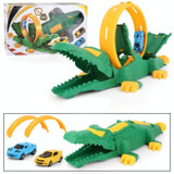 Children DIY Crocodile Ejection Rail Car Toy with 2 Cars