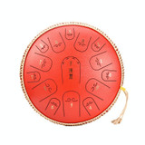 15-Tone Ethereal Drum 14-Inch Steel Tongue Drum Hollow Drum Sanskrit Drummer Disc(Red)