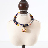 4 PCS Lucky Cat Copper Bell Adjustable Pet Cat Dog Collar Necklace, Size:M 25-30cm(Navy Shiba Inu)