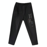 Embroidered Harlan Jeans Women Loose Casual Carrot Pants (Color:Black Size:M)