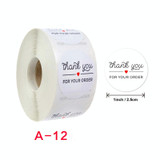 10 PCS  Roll Seal Stickers Thank You  Stickers  Wedding Decoration Stickers Label, Size: 2.5cm/1inch(A-12)