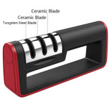 2 PCS Three-Stage Kitchen Sharpener Multi-Function Kitchen Knife Sharpening Stone, Specification:Ordinary Cutter Head, Color:Red+Black