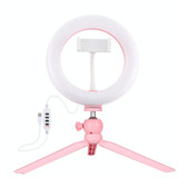 PULUZ 7.9 inch 20cm Light + Desktop Tripod Mount USB 3 Modes Dimmable Dual Color Temperature LED Curved Light Ring Vlogging Selfie Beauty Photography Video Lights with Phone Clamp(Pink)