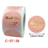 3 PCS Roll Pink Hot Stamping Thank You Sticker Self-Adhesive Film Sticker  Envelope/Holiday Gift Decoration, Size: 3.8CM/1.5inch(C-07-38)