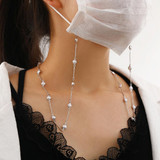 3 PCS Retro Handmade Pearl Multi-Purpose Anti-Lost Hanging Lanyard Mask Glasses Chain(Silver)