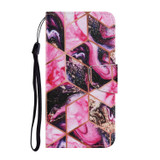 For Samsung Galaxy S20 FE 5G / S20 Lite Coloured Drawing Pattern Horizontal Flip PU Leather Case with Holder & Card Slots & Wallet & Lanyard(Purple Marble)