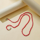 2 PCS Drop Style Faceted Crystal Mask Lanyard Necklace Chain Glasses Chain(Wine Red)