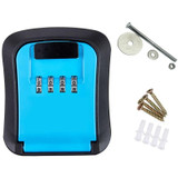 Wall-Mounted Key Code Box Construction Site Home Decoration Four-Digit Code Lock Key Box(Blue)