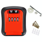 Wall-Mounted Key Code Box Construction Site Home Decoration Four-Digit Code Lock Key Box(Red)