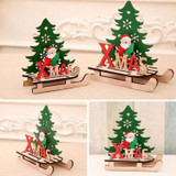 3 PCS Christmas Decorations Christmas Painted Wooden Assembly DIY Sleigh Car Decoration Jigsaw Puzzle Gift, Size:Large(Old Man)