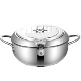 201 Stainless Steel Fryer Pot Household Temperature-controlled Multifunctional Thickening Pot, Size:20cm