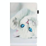 For Samsung Galaxy Tab S8 / Galaxy Tab S7 11.0 T870 Colored Drawing Pattern Horizontal Flip PU Leather Case with Holder & Card Slots & Anti-skid Strip & Sleep / Wake-up Function(White Cat)