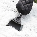 Vehicle-mounted Retractable Snow Shovel With Plush Gloves To Keep Warm Snow Removal Frost And Deicing Tools(Black Gloves)