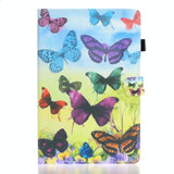 For Samsung Galaxy Tab S8 / Galaxy Tab S7 11.0 T870 Colored Drawing Pattern Horizontal Flip PU Leather Case with Holder & Card Slots & Anti-skid Strip & Sleep / Wake-up Function(Colorful Butterflies)
