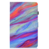 For Samsung Galaxy Tab A7 (2020) T500 Colored Drawing Pattern Horizontal Flip PU Leather Case with Holder & Card Slots & Anti-skid Strip & Sleep / Wake-up Function(Colorful Marble)