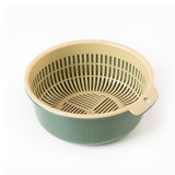 Double-Layer Hollow Fruit & Vegetable Drain Basket Household Plastic Vegetable Washing Basket, Size:Large(Green)