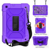 For Samsung Galaxy Tab A 10.1 (2019) T510/T515 Shockproof PC + Silicone Combination Case with Holder & Hand Strap & Shoulder Strap(Purple + Purple)