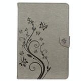 For Samsung Galaxy Tab S6 T860 / T865 Butterfly Flower Embossing Pattern Horizontal Flip Leather Case with Holder & Card Slots & Wallet(Grey)