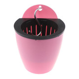 Self-Watering Planter Grow Plants Lazy Flower Pots Wall-hanging Round Resin Plastic Flower Pots, Size: 13x8.5x13cm(Pink)