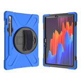 For Samsung Galaxy Tab S9 / Galaxy Tab S8 / Galaxy Tab S7 (2020) T870 Shockproof Colorful Silicone + PC Protective Case with Holder & Shoulder Strap & Hand Strap & Pen Slot(Blue)