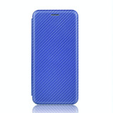 For BlackBerry KEY2 Carbon Fiber Texture Horizontal Flip TPU + PC + PU Leather Case with Card Slot(Blue)