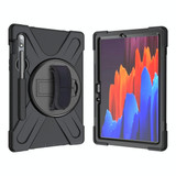 For Samsung Galaxy Tab S9 / Galaxy Tab S8 / Galaxy Tab S7 (2020) T870 Shockproof Colorful Silicone + PC Protective Case with Holder & Shoulder Strap & Hand Strap & Pen Slot(Black)