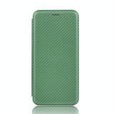 For BlackBerry Keyone Carbon Fiber Texture Horizontal Flip TPU + PC + PU Leather Case with Card Slot(Green)