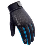 HSLEJP Outdoor Sports Breathable Touch Screen Antiskid Cycling Full Finger Gloves, Size: M(Black+Blue)