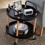 Luxury Movable Trolley Simple Kitchen Living Room Storage Tea Set Rack, Size:Two Layers(Athens Black)