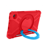 For Samsung Galaxy Tab S6 Lite P610 PC + Silicone Shockproof Combination Case with 360 Degree Rotating Holder & Handle & Pen Slot(Red + Blue)