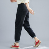 Plus Size Womens High Waist Jeans Loose And Thin Harem Pants (Color:Black Size:XXL)