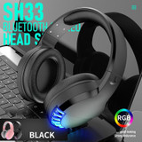 SH33 Bluetooth Wired Dual-mode RGB Headset Mobile Phone Heavy Bass Noise Reduction Gaming Headset(Black)