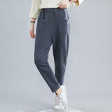 Loose Large Size Literary Vertical Pockets All-match Solid Color Slim Casual Pants (Color:Grey Size:XXL)