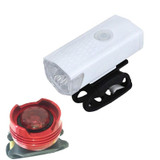 Bicycle USB Charging Headlight Lighting Cycling Equipment, Color:White 2255 Light+Ruby Taillight