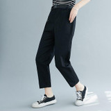 Plus Size Womens High Waist Loose Slimming Autumn Cotton Casual Pants Harem Pants (Color:Black Size:XL)