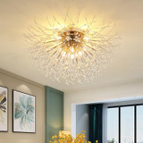 Bedroom Crystal Ceiling Lamp Creative Dandelion Living Room Lamp Dining Room Lamp, Style:Golden (70x38cm, 8 Heads)(Warm Light)