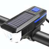 Bicycle Solar Headlight Horn Light Night Riding USB Charging Headlight Bicycle Glare Flashlight Equipment(Blue)