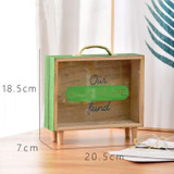 Wooden Piggy Bank Large Capacity Children Savings Box Creative Desktop Accessories(Green)