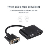 2 in 1 VGA to HDMI + VGA 15 Pin HDTV Adapter Converter with Audio