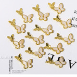 10 PCS Butterfly Nail Art Accessories Golden Three-dimensional Cat's Eye Butterfly Zircon DIY Nail Decoration Accessories(Gold 5 11x14 MM)