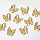 10 PCS Butterfly Nail Art Accessories Golden Three-dimensional Cat's Eye Butterfly Zircon DIY Nail Decoration Accessories( Gold 3 15x16 MM)