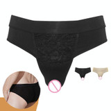 CD Pseudo-girl Underwear Male Disguise Women Hidden Lower Body Pants Cross-dress Underwear, Size:M(Black)