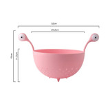 2 PCS Cartoon Little Monster Shape Drain Basket Household Washing Vegetable Fruit Plastic Drying Fruit Basket(Pink)