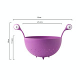 2 PCS Cartoon Little Monster Shape Drain Basket Household Washing Vegetable Fruit Plastic Drying Fruit Basket(Purple)