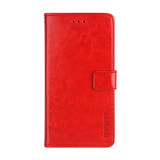 For HTC Desire 20 Pro idewei Crazy Horse Texture Horizontal Flip Leather Case with Holder & Card Slots & Wallet(Red)