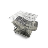 Outdoor Camp Portable Folding Stainless Steel Barbecue Charcoal Grill + Wire Mesh & Base Plate (Silver)